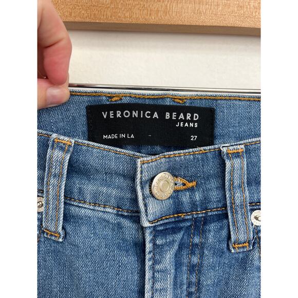 Veronica Beard Jeans Carson Ankle Flare High Rise Juno Wash Distressed - Size 27 - Picture 7 of 11